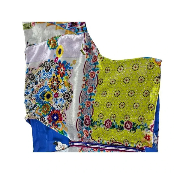 Johnny Was Women's Blue silk and velour Floral Boho Chic Top Size S - Picture 7 of 9